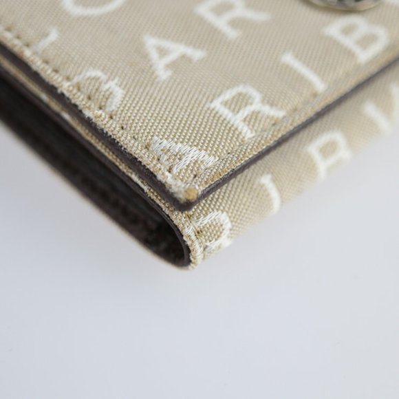 BVLGARI Bulgari Card Case 26549 Canvas Pigskin Beige Chocolate Logomania Foli... - Picture 4 of 9